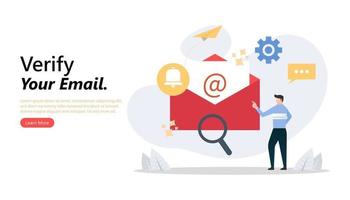 Man checking mail to verifying his email concept vector illustration