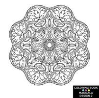 Mandala Round floral ornament isolated on white background Decorative design element Black and white outline vector illustration for coloring book print on Tshirt and other items