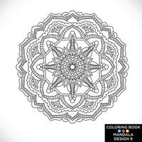 mandala ornamento floral redondo aislado sobre fondo blanco elemento de diseño decorativo ilustración de vector de contorno blanco y negro para colorear libro impreso en camiseta y otros artículos