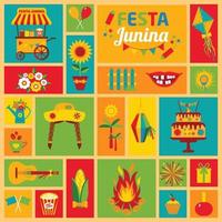 Festa Junina Village Festival en América Latina iconos en banner vector