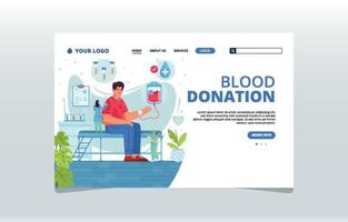 Man Do Blood Transfusion Examined by Doctor and Nurse Landing Page Concept vector