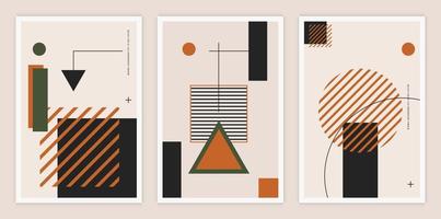 Conjunto abstracto minimalista de fondos de formas geométricas adecuados para imprimir como pintura decoración de interiores publicaciones sociales folletos portadas de libros vector