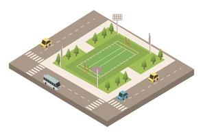 campo de futbol y carretera vector