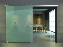 moderna puerta corrediza de vidrio en la oficina foto