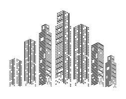 edificios monocromáticos urbanos vector
