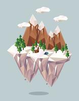 mountains and house lowpoly vector