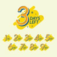 Set of number days left countdown template for promotion vector