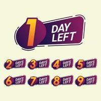 Set of number days left countdown template for promotion vector