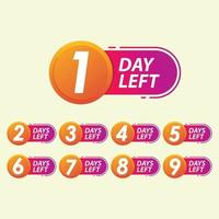 Set of number days left countdown template for promotion vector