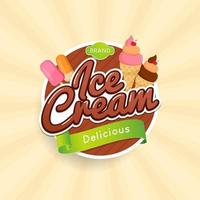 Label and badge of ice cream with various tastes vector