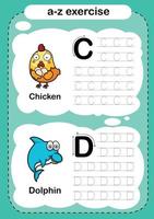 Alphabet Letter C and D exercise with cartoon vocabulary illustration vector