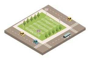 soccer field and road vector