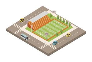 soccer field with road vector