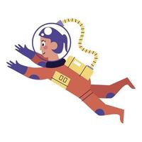 mujer astronauta personaje cómico flotante vector