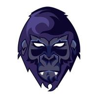 wild gorilla animal head purple color icon vector