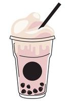 pink bubble straw vector