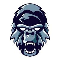 gorila salvaje, cabeza animal, gris, color, icono vector