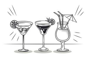 cocktails cups set vector