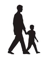 father walking with son vector