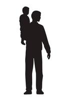 father with son silhouettes vector