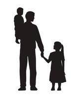 father and kids silhouettes vector