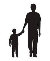 dad and son silhouettes vector
