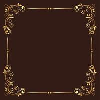 gold ornament frame on brown background vector design