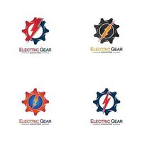 Ilustración de plantilla de logotipo de vector de engranaje eléctrico