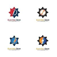 Electric gear vector logo template illustration