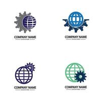 plantilla de diseño de logotipo de engranaje mundial de ingeniero global vector
