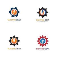 Ilustración de plantilla de logotipo de vector de engranaje eléctrico