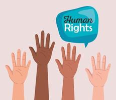 Human rights with diversity hands and bubble vector design