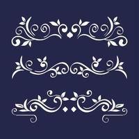 white ornament element icon set on blue background vector design