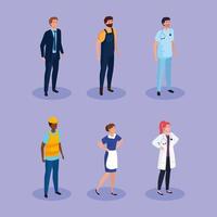 people professions icon set isometric vector design