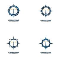 Compass and lighthouse logo design template vector
