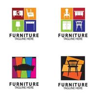 Abstract furniture logo design concept vector