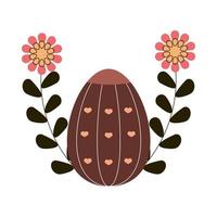 happy easter cute egg with hearts and flowers white background vector
