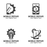 logo de reparacion de telefono movil vector