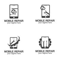 logo de reparacion de telefono movil vector