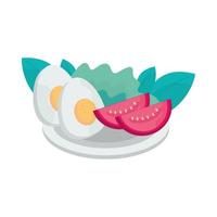 boiled eggs lettuce and tomatoes healthy meal vector