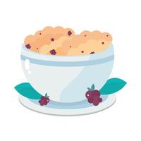 cereal and fruits fresh breakfast healthy meal vector