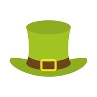 feliz día de san patricio sombrero de duende con icono de trébol estilo plano vector