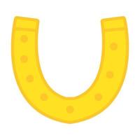 gold horseshoe luck icon flat vector