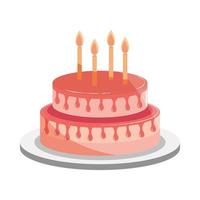 birthday cake with wax candles vector