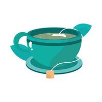 tea cup and teabag fresh herbal beverage healthy meal vector