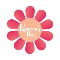 womens day lettering in hand drawn style inside flower white background vector