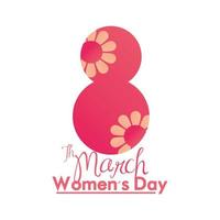 womens day floral 8 march flowers greeting card white background vector