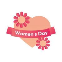 womens day heart and flowers love celebration white background vector