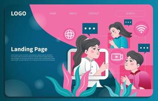 Virtual Meeting Landing Page Template vector