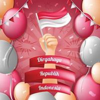 Indonesia Independence Day with Decoration Background Template vector